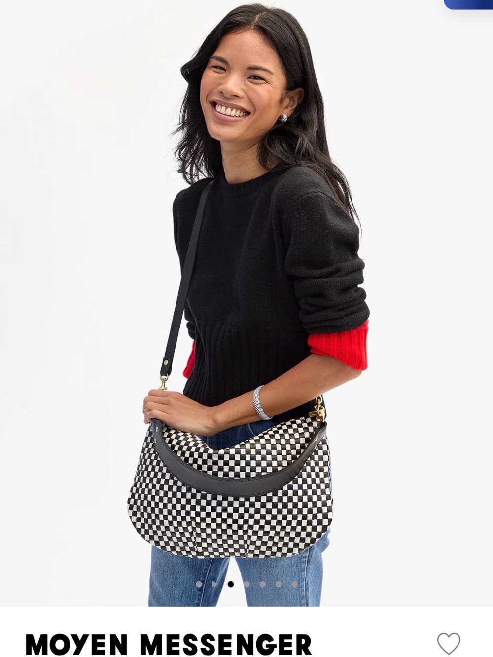 Clare V. Moyen Checkerboard Black & cream Messenger
